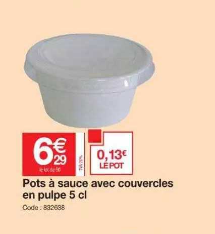 pots à sauce avec couvercles en pulpes 5cl