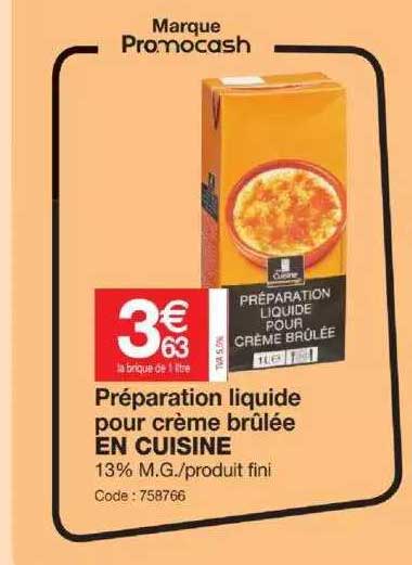 préparation liquide pour crème brûlée en cuisine