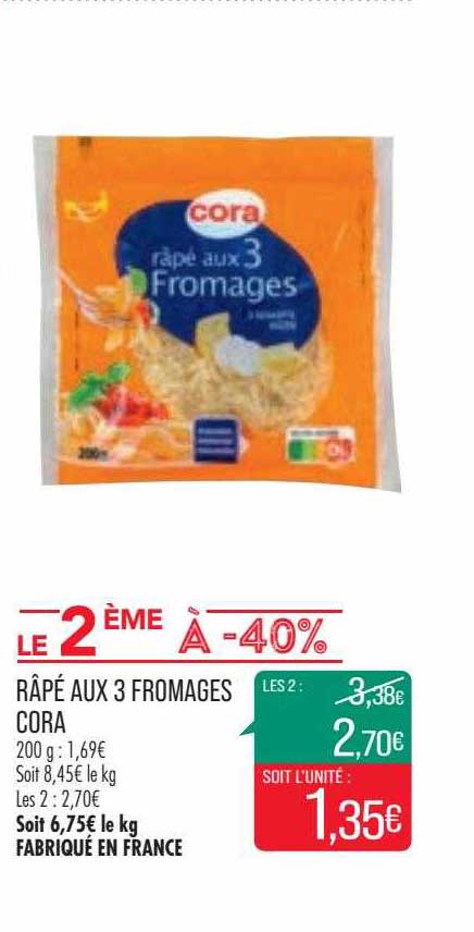 Râpé Aux 3 Fromages Cora Le 2ème à -40%