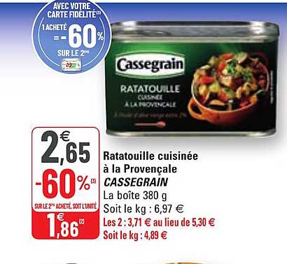 Ratatouille Cuisinée à La Provençale Cassegrain