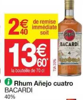 rhum añejo cuatro bavardi 40%