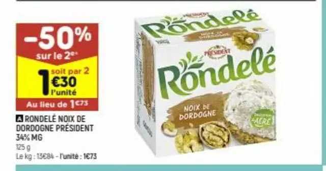 rondelé noix de dordogne président 34% mg