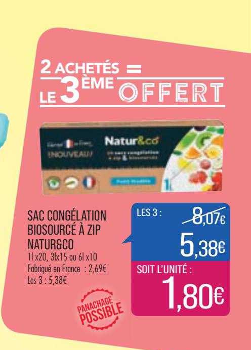 sac congélation biosoucré à zip naturgo 2 achetés = le 3ème offert
