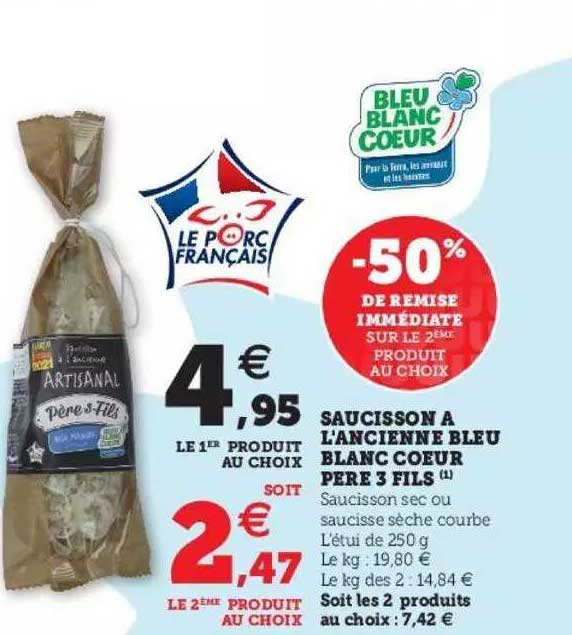 saucisson à l'ancienne bleu blanc cœur père 3 fils