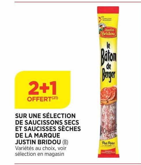 saucissons secs et saucisses sèches de la marque justin bridou