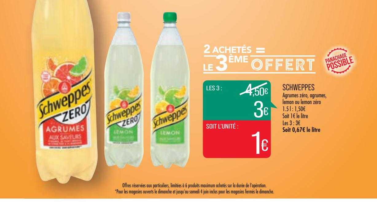 schweppes 2 achetés = le 3ème offert