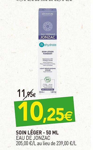 soin léger eau de jonzac -50ml