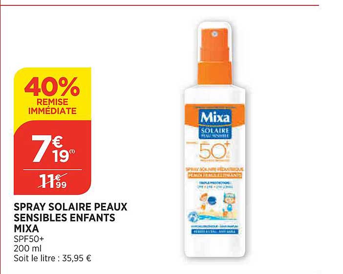 spray solaire peaux sensibles enfants mixa