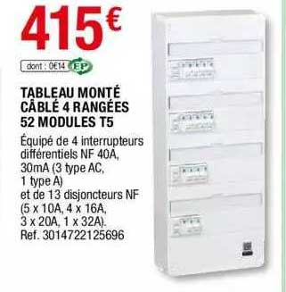 tableau monté câblé 4 rangées 52 modules t5