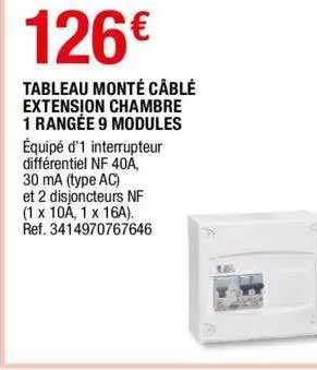tableau monté câblé extension chambre 1 rangée 9 modules