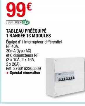 tableau prééquipé 1 rangée 13 modules
