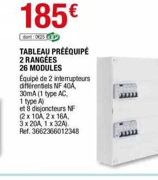 tableau prééquipé 2 rangées 26 modules