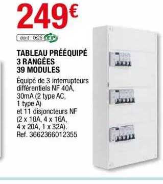tableau prééquipé 3 rangées 39 modules