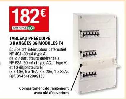 tableau prééquipé 3 rangées 39 modules t4