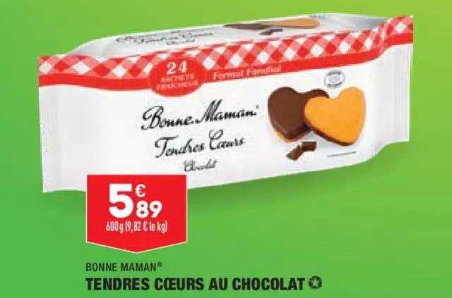 tendres cœurs au chocolat bonne maman