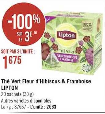 Thé Vert Fleur D'hibiscus & Framboise Lipton
