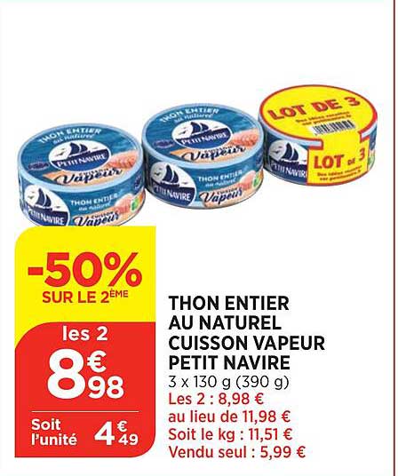 Thon Entier Au Naturel Cuisson Vapeur Petit Navire