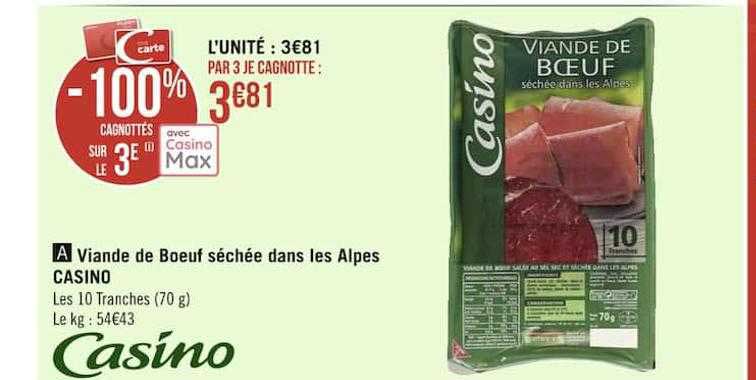 viande de boeuf séchée dans les alpes casino
