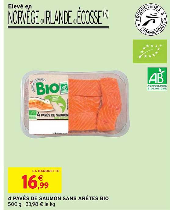 4 pavés de saumon sans arêtes bio