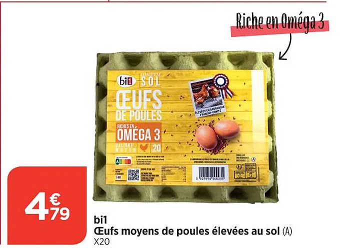 bi1 œufs moyens de poules élevées au sol