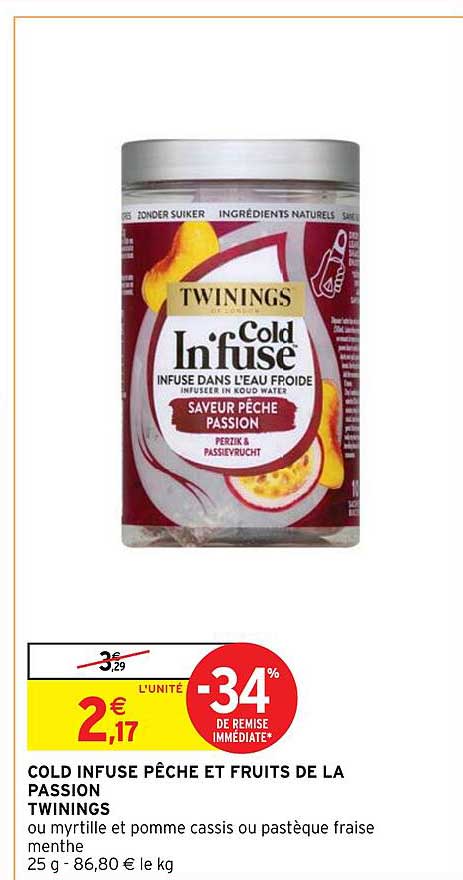 cold infuse pêche et fruits de la passion twinings