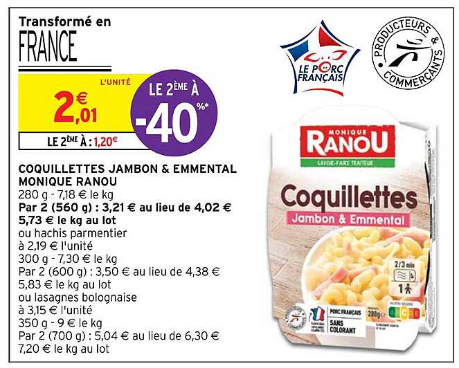 coquillettes jambon & emmental monique ranou