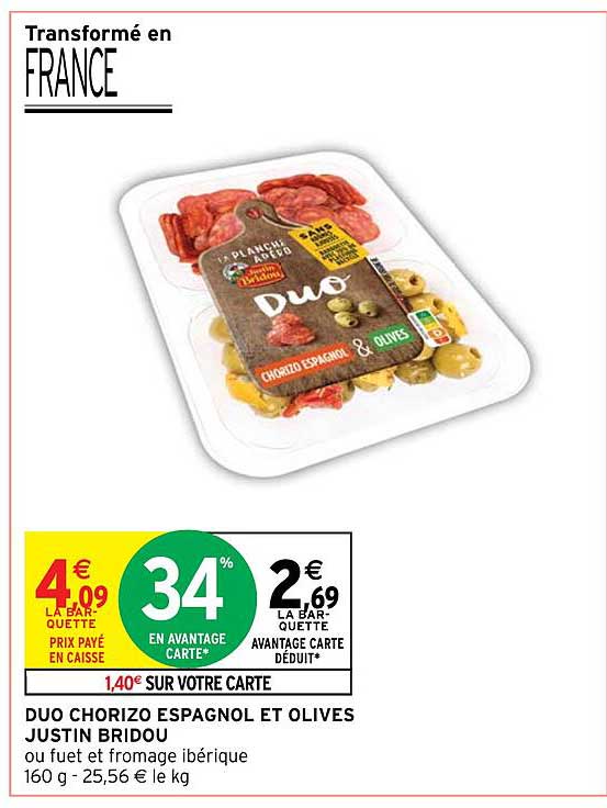 duo chorizo espagnol et olives justin bridou