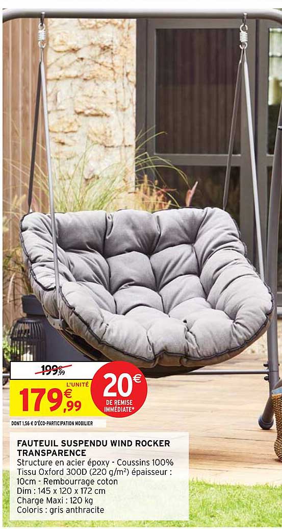 fauteuil suspendu wind rocker transparence