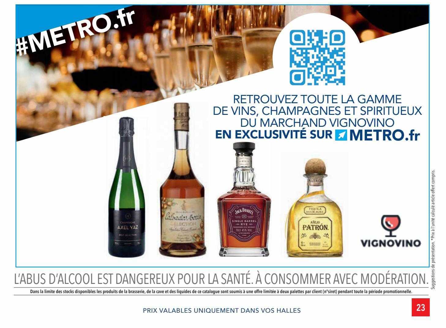 la gamme de vins, champagnes et spiritueux du marchand vignovinio