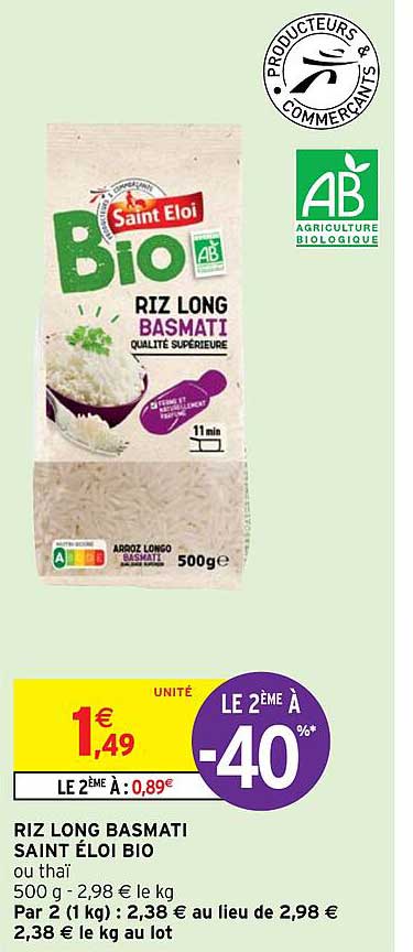 riz long basmati saint éloi bio