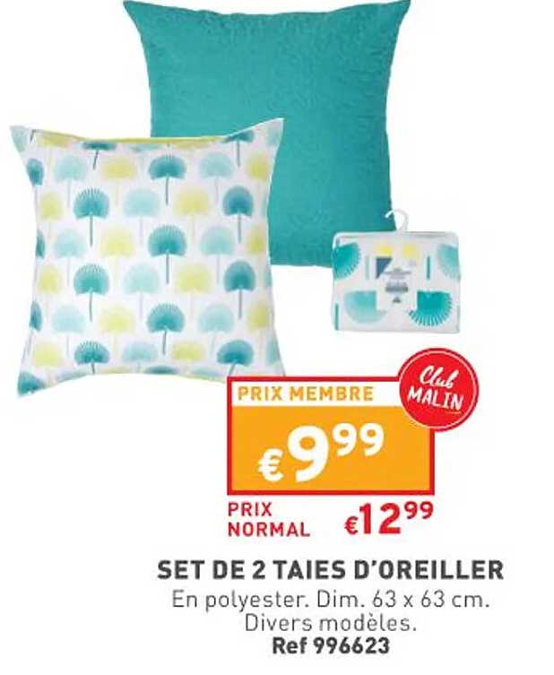 set de 2 taies d'oreiller