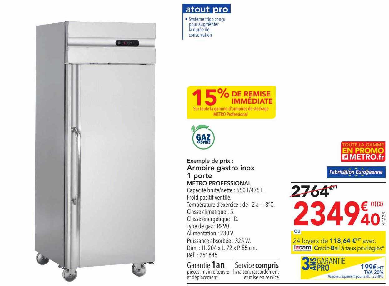 armoire gastro inox 1 porte metro professional