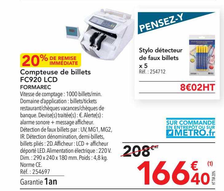 compteuse de billets fc920 lcd formarec