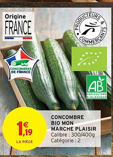 concombre bio mon marché plaisir