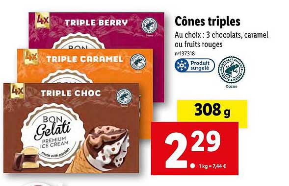 cônes triples bon gelati
