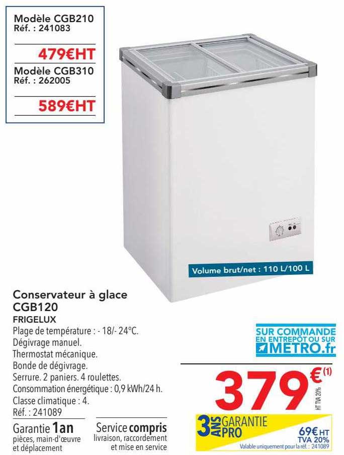 conservateur à glace cgb120 frigelux