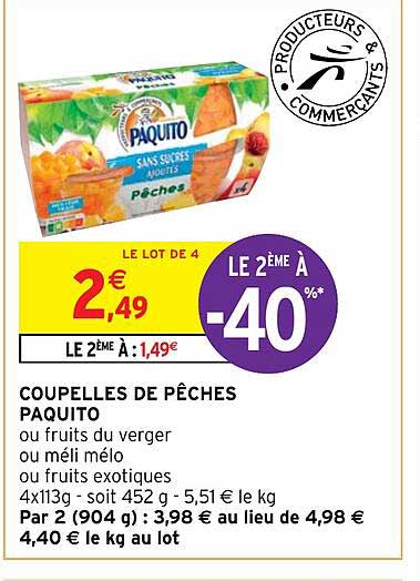 Coupelles De Pêches Paquito