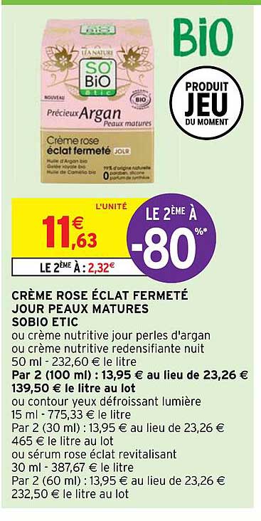crème rose éclat fermeté jour peaux matures so bio étic
