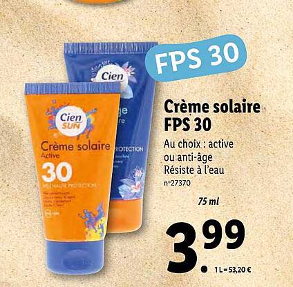 Crème Solaire Fps 30 Cien Sun