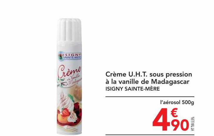 crème u.h.t. sous pression à la vanille de madagascar isigny sainte-mère