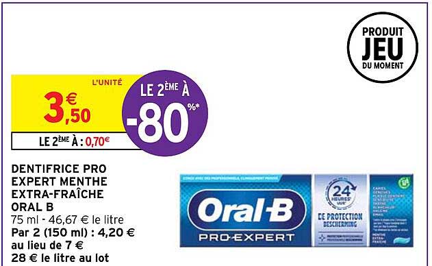 dentifrice pro expert menthe extra-fraîche oral b
