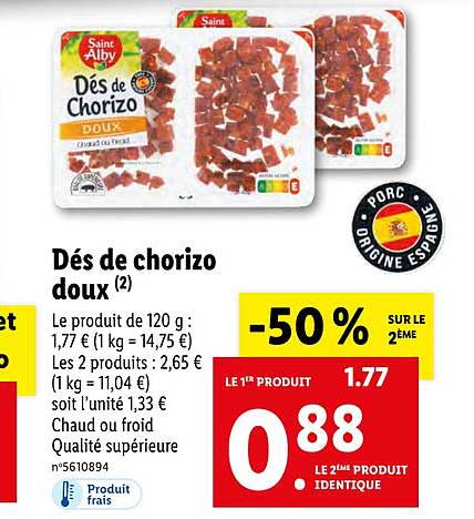 dés de chorizo doux saint alby