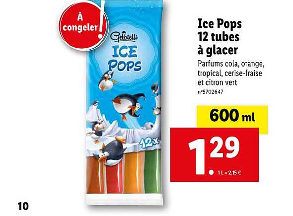 ice pops 12 tubes à glacer gelatelli