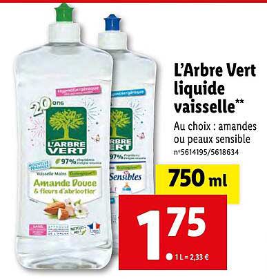 l'arbre vert liquide vaisselle