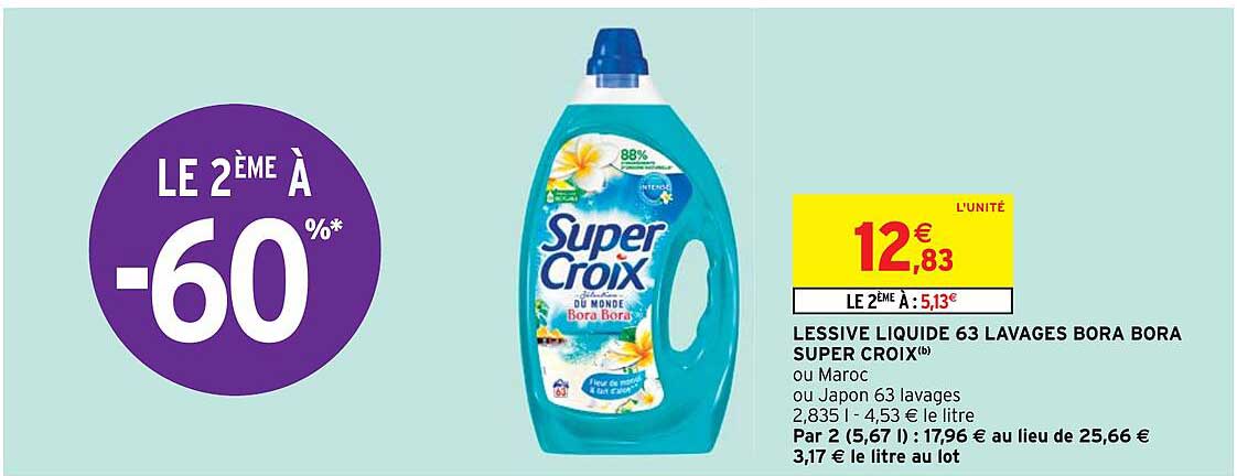 lessive liquide 63 lavages bora bora super croix