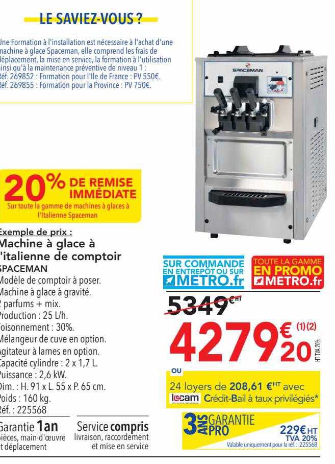 machine à glace à l'italienne de comptoir spaceman