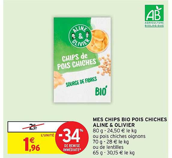mes chips bio pois chiches aline & olivier