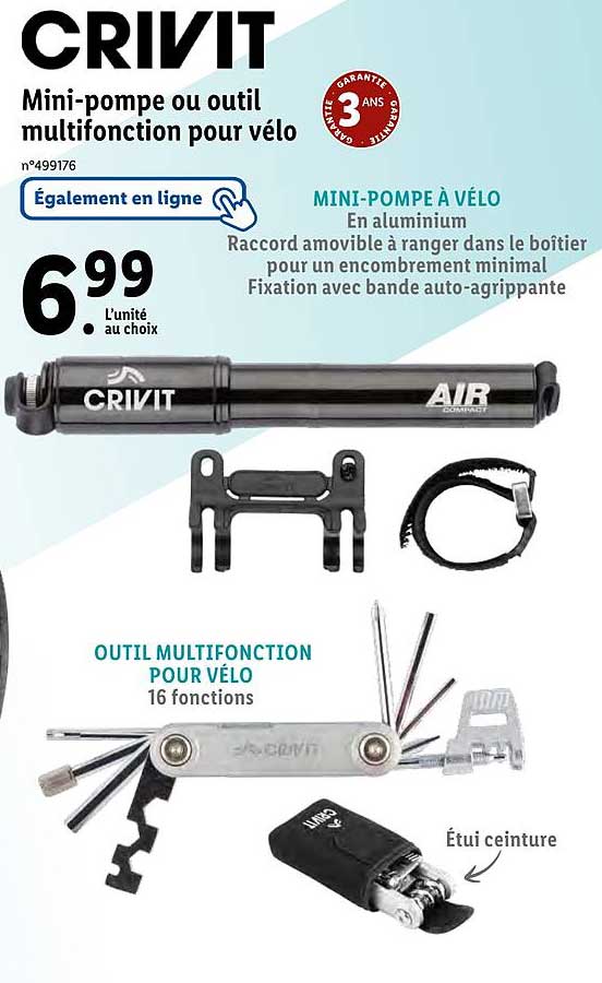mini-pompe ou outil multifonction pour vélo crivit