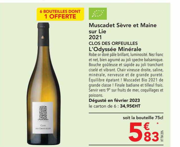 muscadet sèvre et maine sur lie 2021 clos des orfeuilles