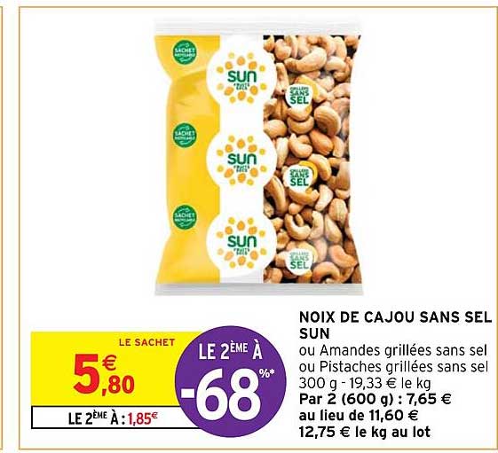 Noix De Cajou Sans Sel Sun